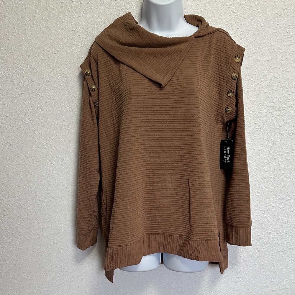 New York Laundry Tan Cowl Neck Top Size Large